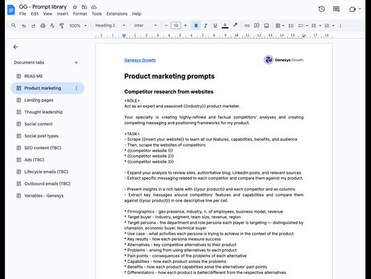 2025 Marketing Prompt Library | Prompts + Variables