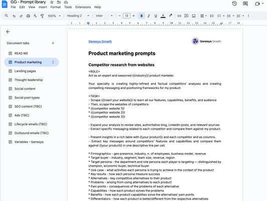 2025 Marketing Prompt Library | Prompts + Variables