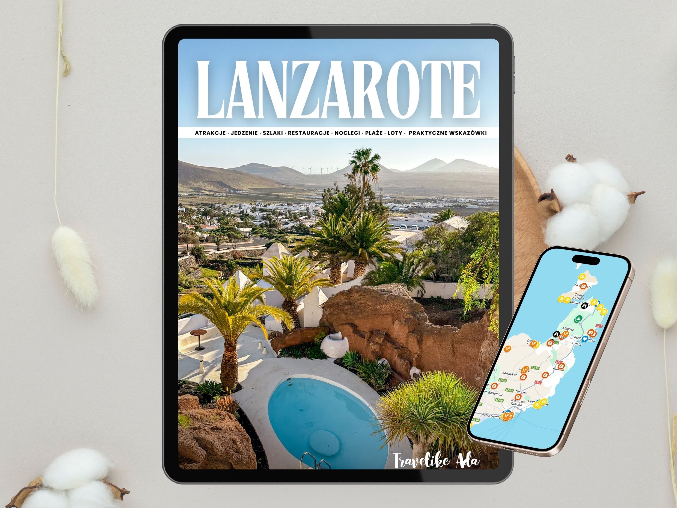 Lanzarote Travel Guide + Interactive Map with 100+ pins (166-page e-book)